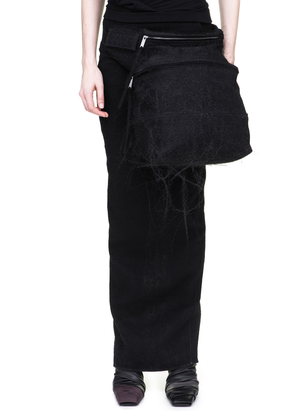 RICK OWENS OFF-THE-RUNWAY FERTILITY BELT IN BLACK PLASTIC MESH