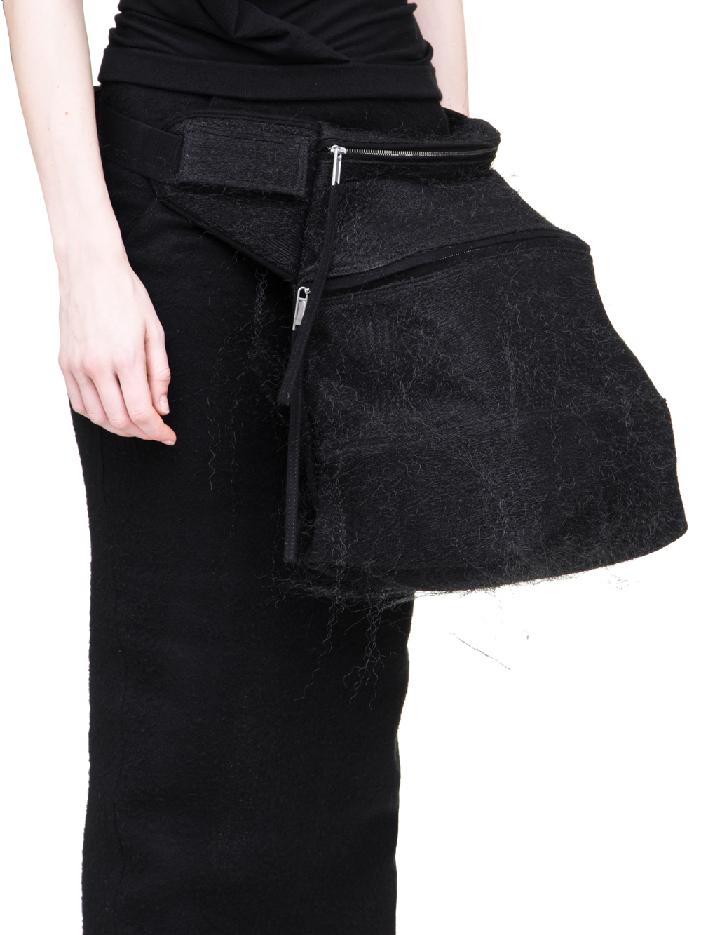 RICK OWENS OFF-THE-RUNWAY FERTILITY BELT IN BLACK PLASTIC MESH