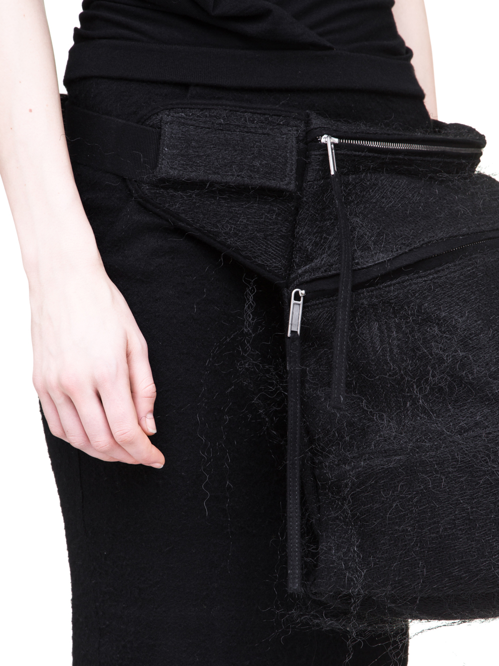 RICK OWENS OFF-THE-RUNWAY FERTILITY BELT IN BLACK PLASTIC MESH