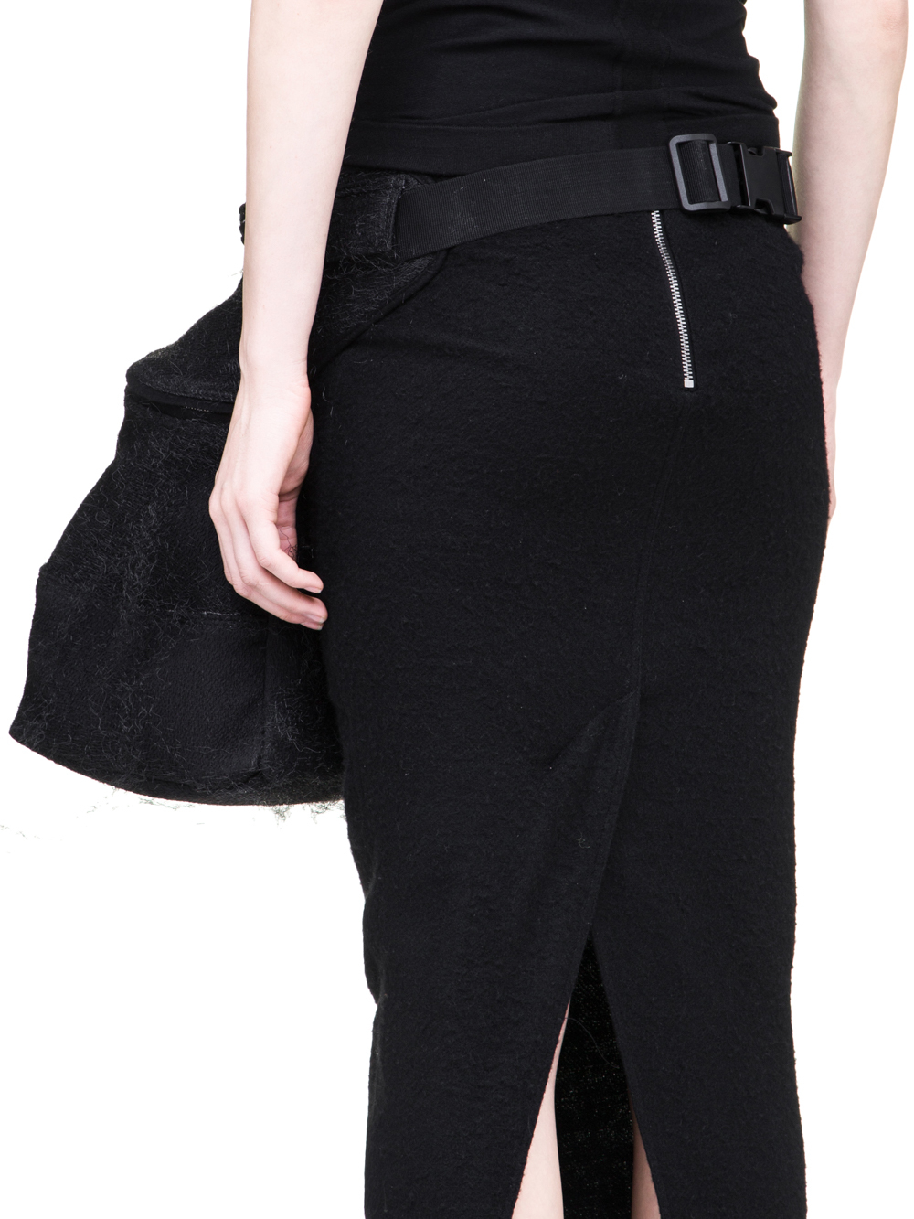 RICK OWENS OFF-THE-RUNWAY FERTILITY BELT IN BLACK PLASTIC MESH