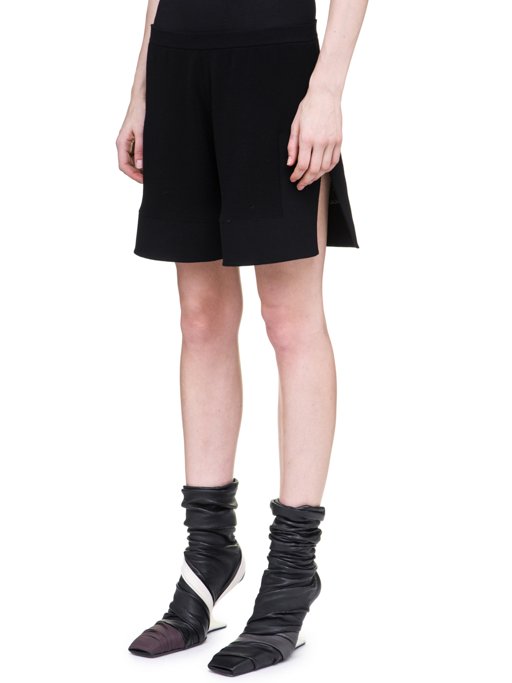 RICK OWENS OFF-THE-RUNWAY BOXERS IN BLACK SCULPTURAL KNIT