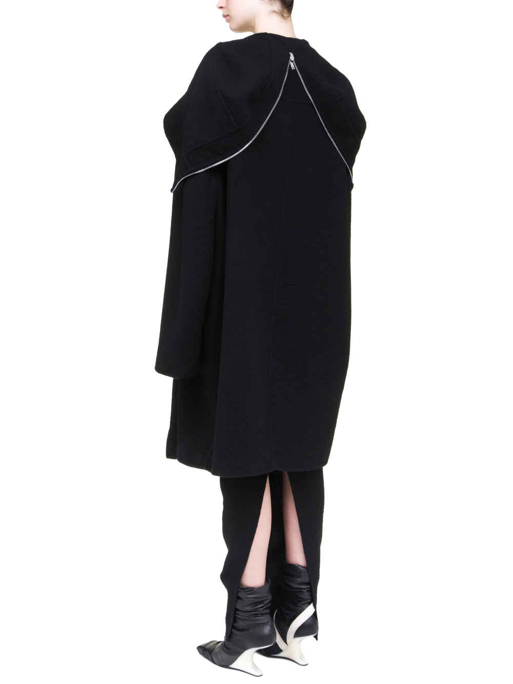 RICK OWENS OFF-THE-RUNWAY SECRET PARKA IN BLACK DOUBLE CASHMERE
