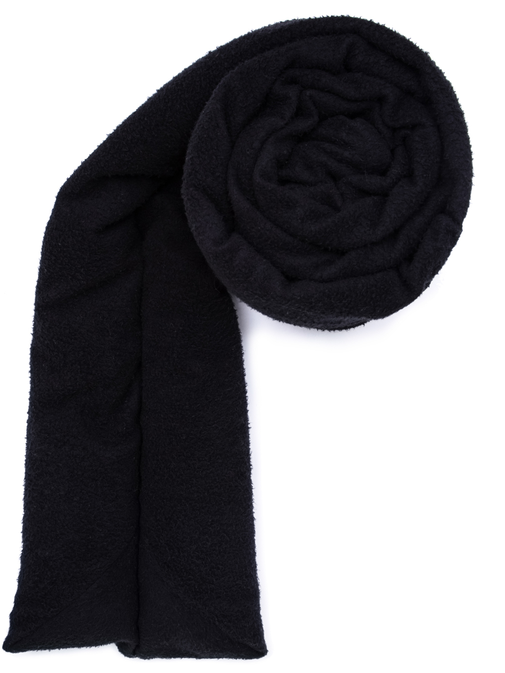 RICK OWENS OFF-THE-RUNWAY STOLE IN BLACK IS A VOLUMINOUS LONG SCARF