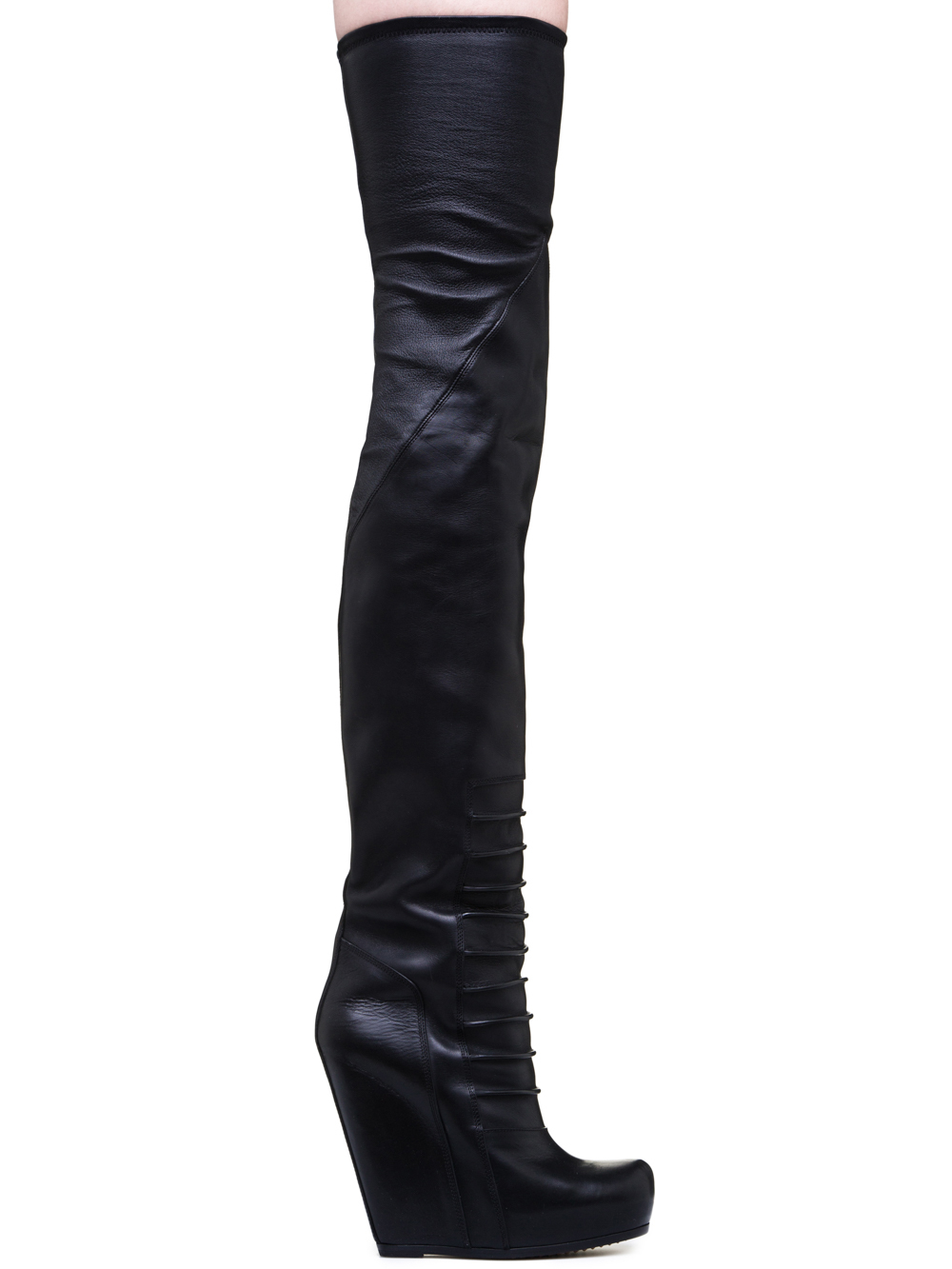 RICK OWENS RUHLMANN KNEE-HIGH BOOTS IN BLACK