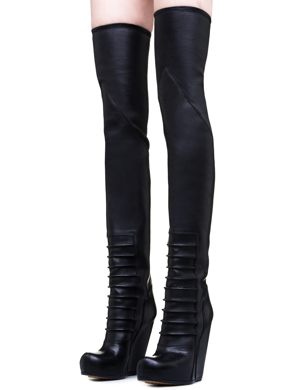 RICK OWENS RUHLMANN KNEE-HIGH BOOTS IN BLACK