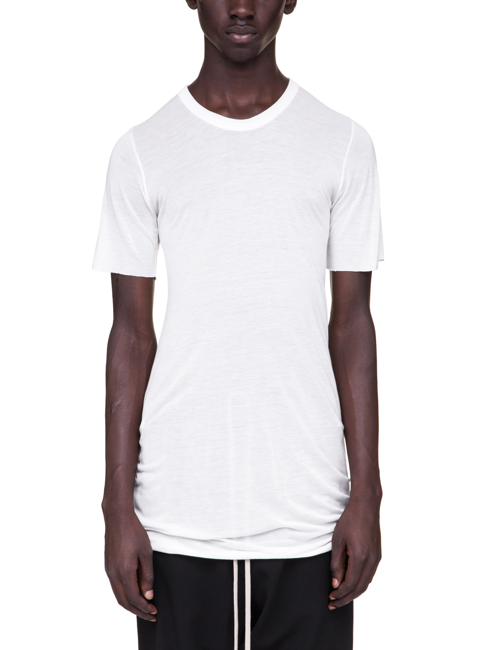 RICK OWENS BASIC SHORT-SLEEVE TEE IN MILK WHITE VISCOSE SILK