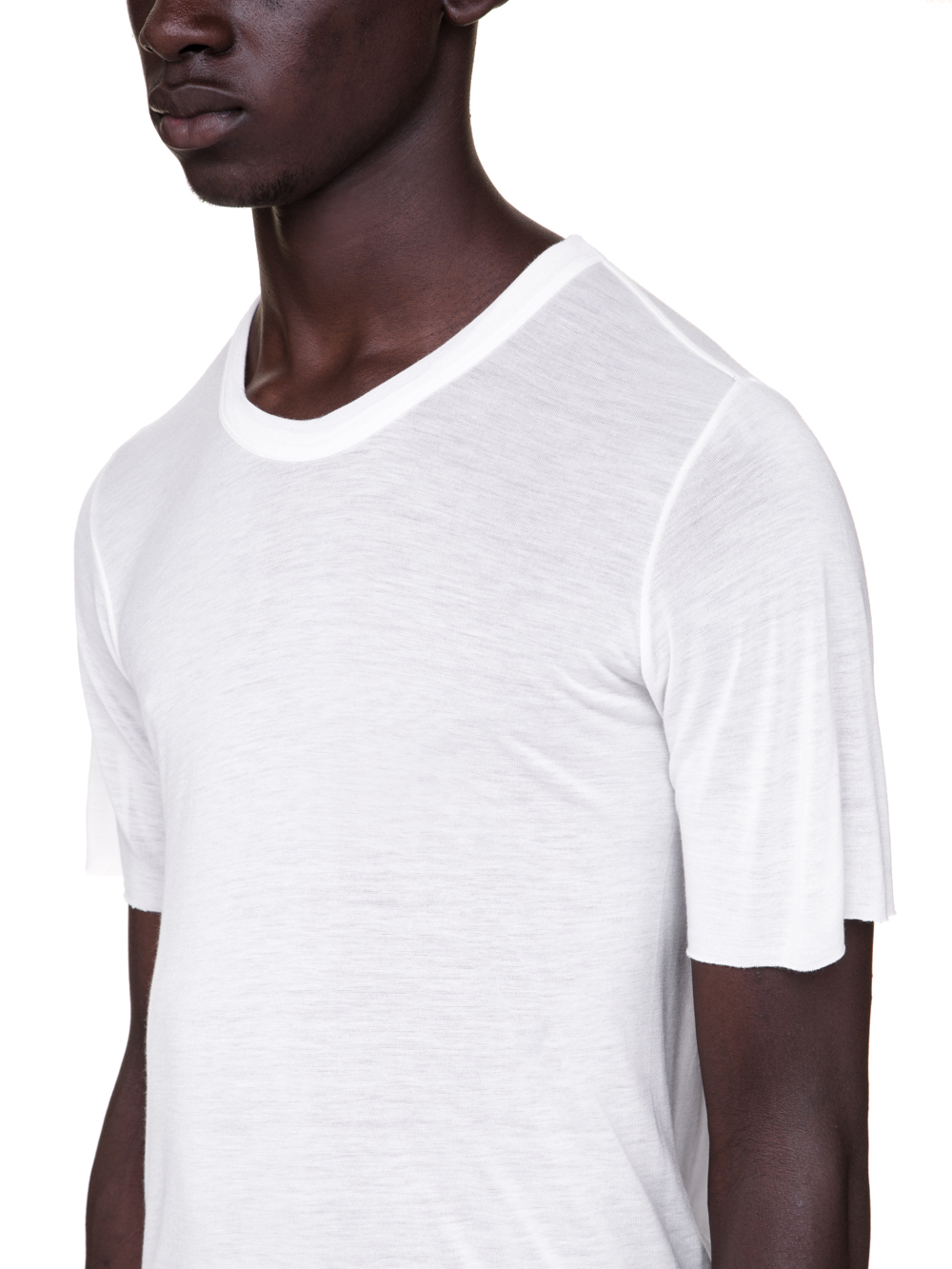 RICK OWENS BASIC SHORT-SLEEVE TEE IN MILK WHITE VISCOSE SILK