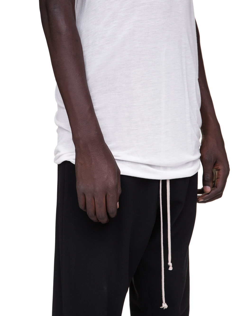 RICK OWENS BASIC SHORT-SLEEVE TEE IN MILK WHITE VISCOSE SILK
