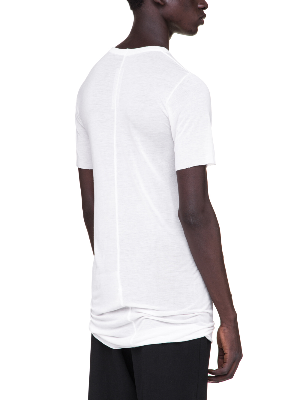 RICK OWENS BASIC SHORT-SLEEVE TEE IN MILK WHITE VISCOSE SILK