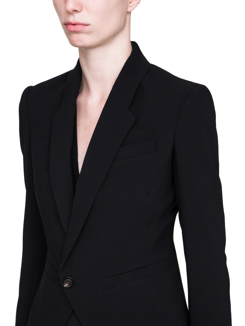 RICK OWENS FW18 SISYPHUS SOFT SHORT BLAZER IN BLACK LIGHT CREPE WOOL