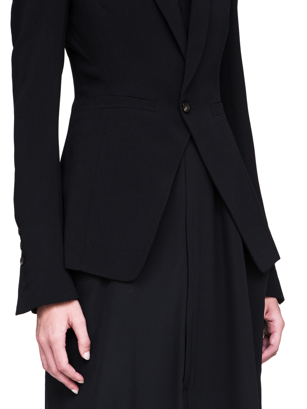 RICK OWENS FW18 SISYPHUS SOFT SHORT BLAZER IN BLACK LIGHT CREPE WOOL