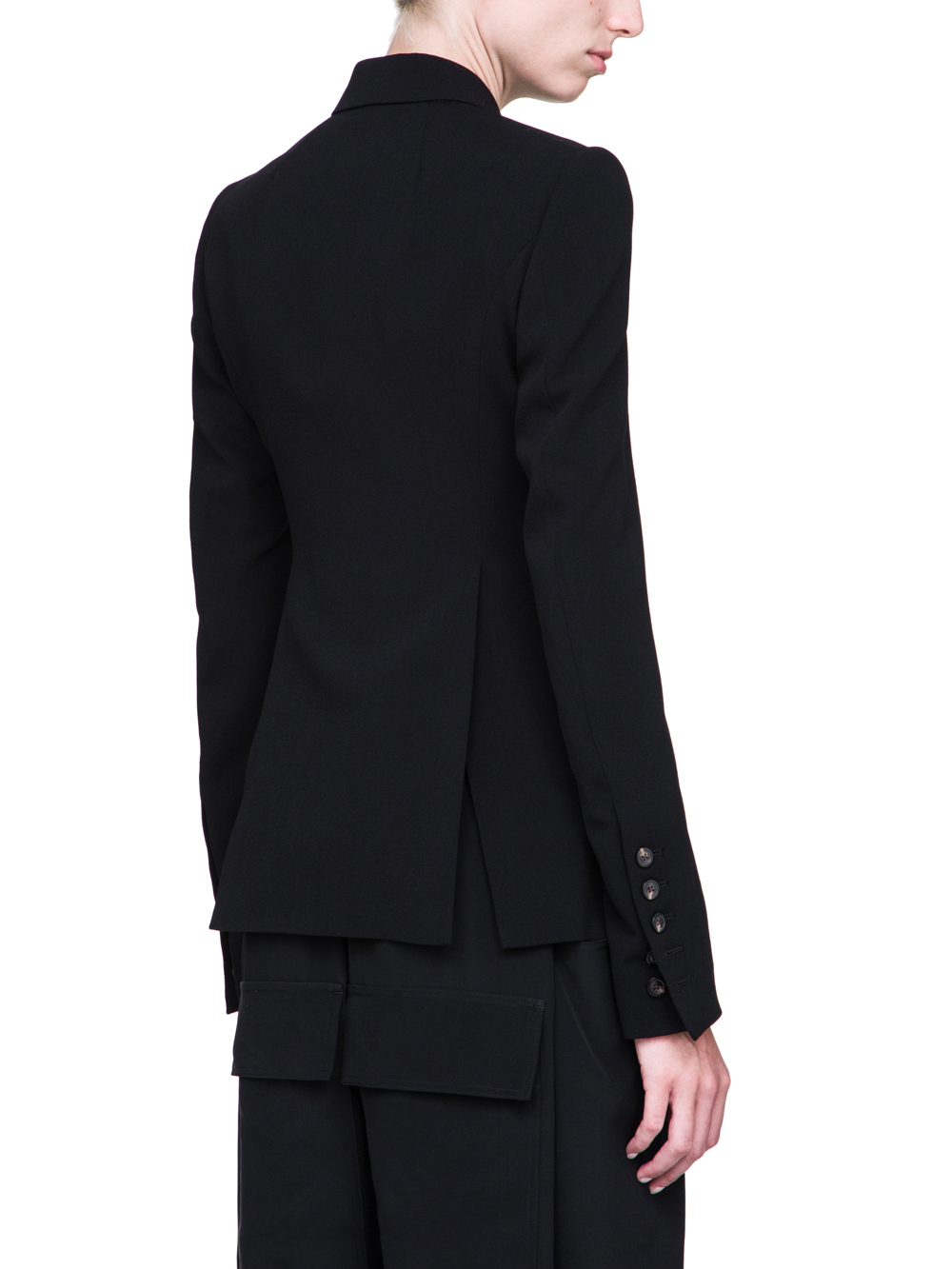 RICK OWENS FW18 SISYPHUS SOFT SHORT BLAZER IN BLACK LIGHT CREPE WOOL