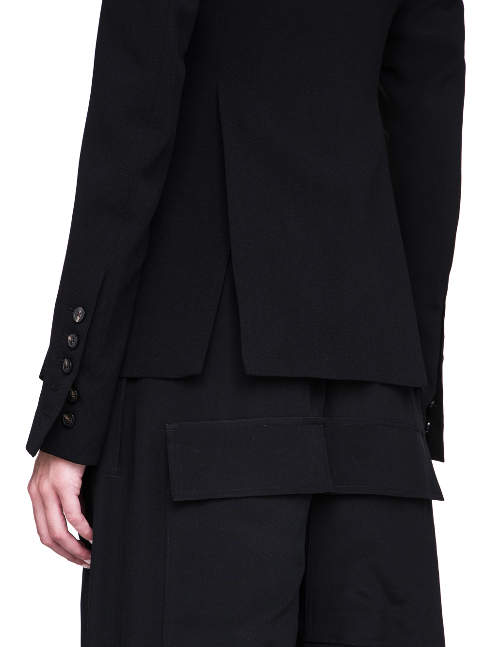 RICK OWENS FW18 SISYPHUS SOFT SHORT BLAZER IN BLACK LIGHT CREPE WOOL