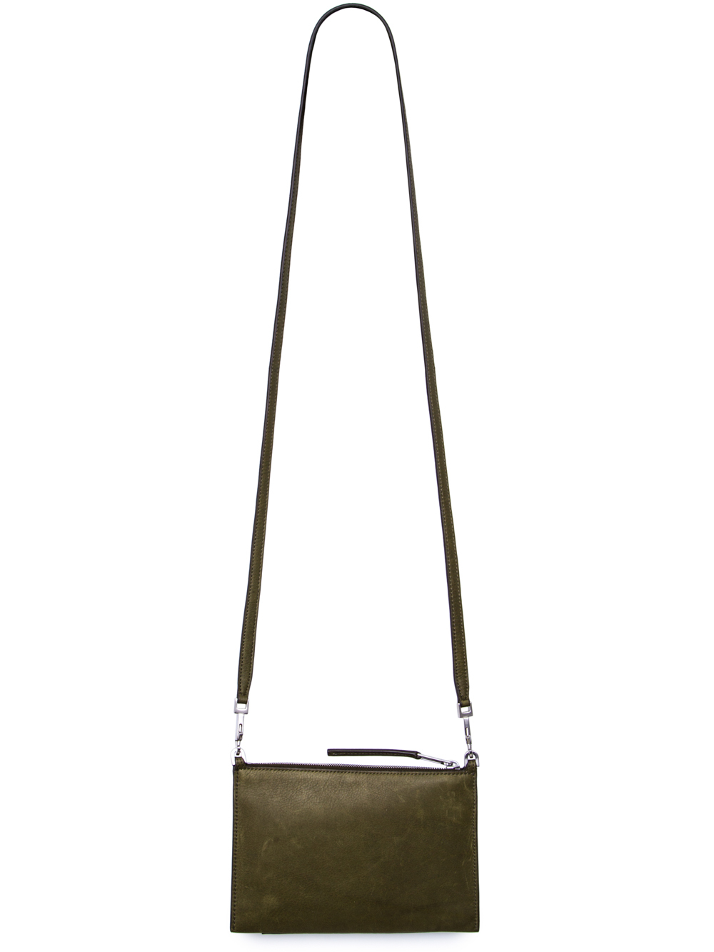 RICK OWENS FW18 SISYPHUS CLUB POUCH IN DIRTY GREEN CALF LEATHER