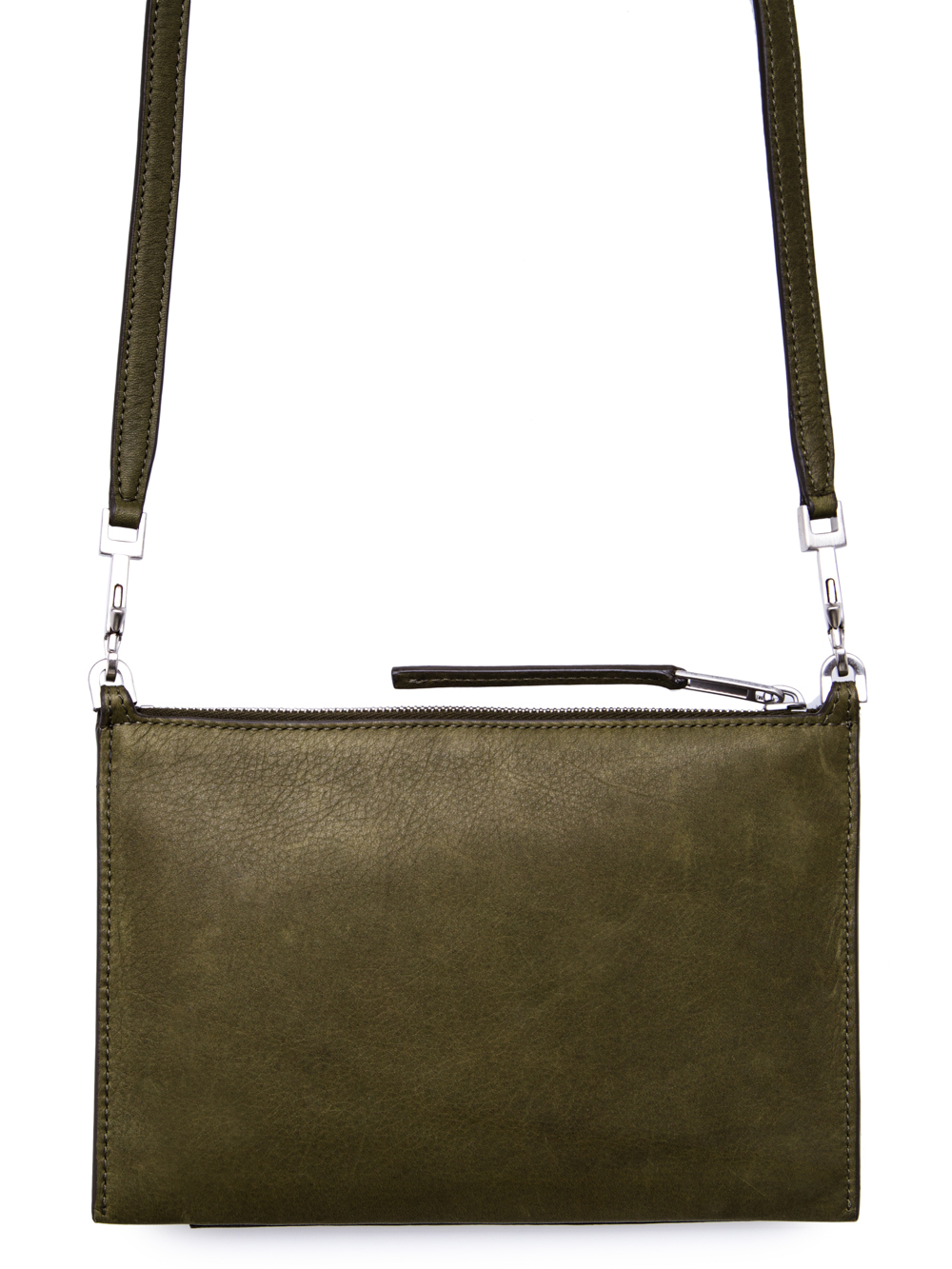 RICK OWENS FW18 SISYPHUS CLUB POUCH IN DIRTY GREEN CALF LEATHER