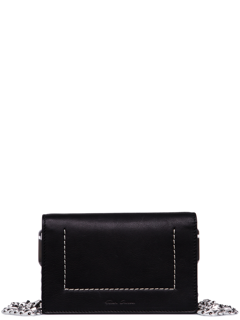 RICK OWENS FW18 SISYPHUS LUNCH BAG IN BLACK CALF LEATHER