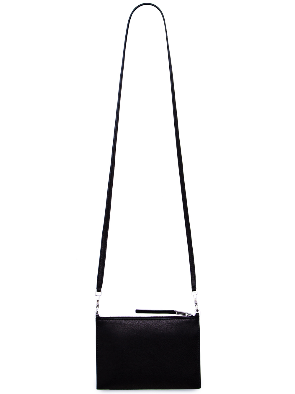 RICK OWENS FW18 SISYPHUS CLUB POUCH IN BLACK CALF LEATHER