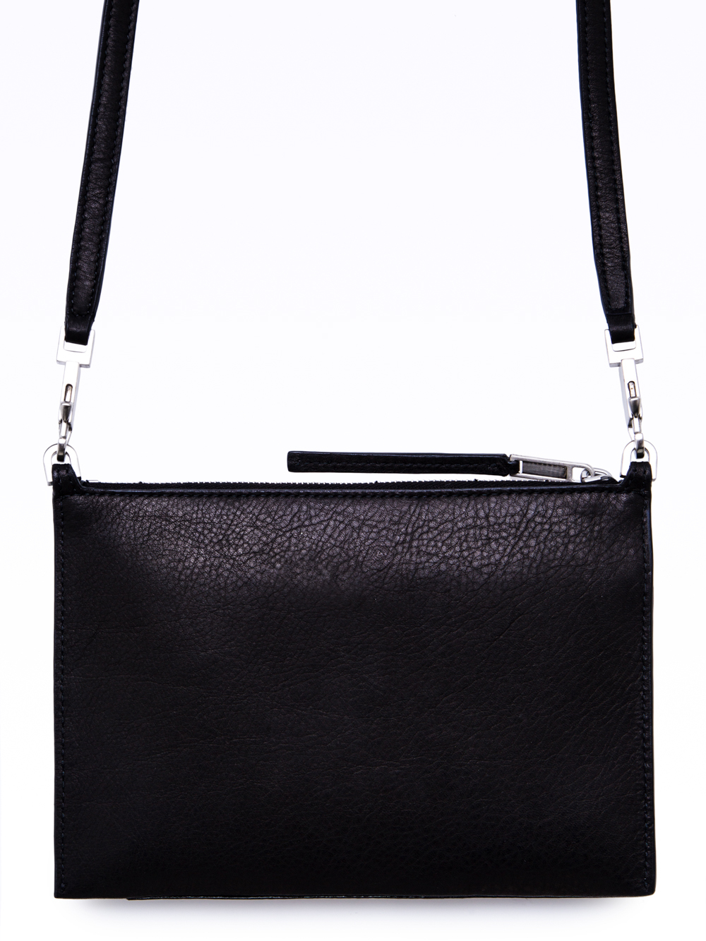RICK OWENS FW18 SISYPHUS CLUB POUCH IN BLACK CALF LEATHER