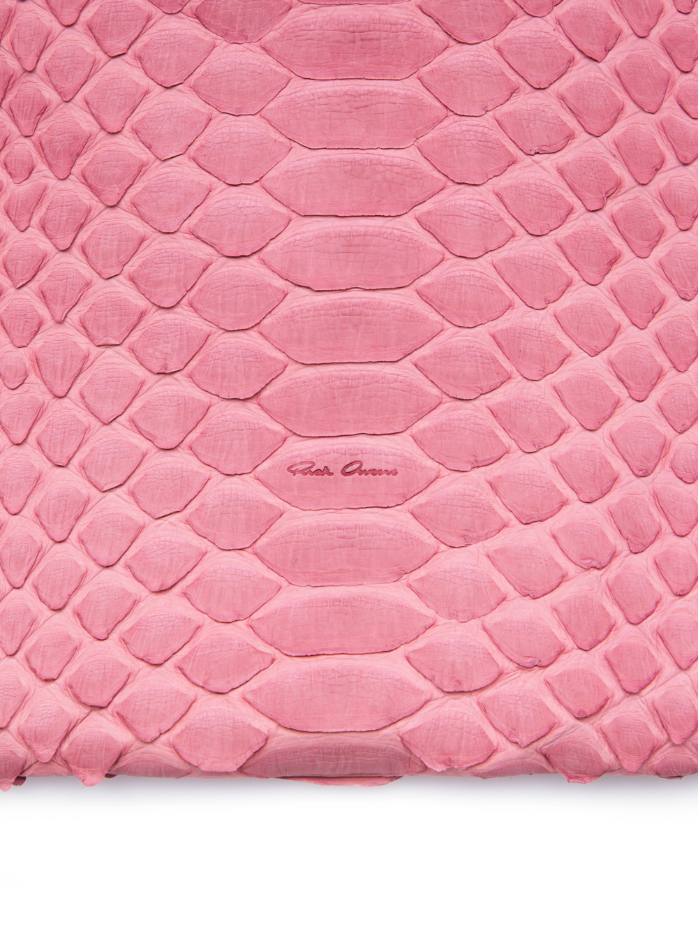 RICK OWENS FW18 SISYPHUS DRAWSTRING BACKPACK IN PINK PYTHON LEATHER