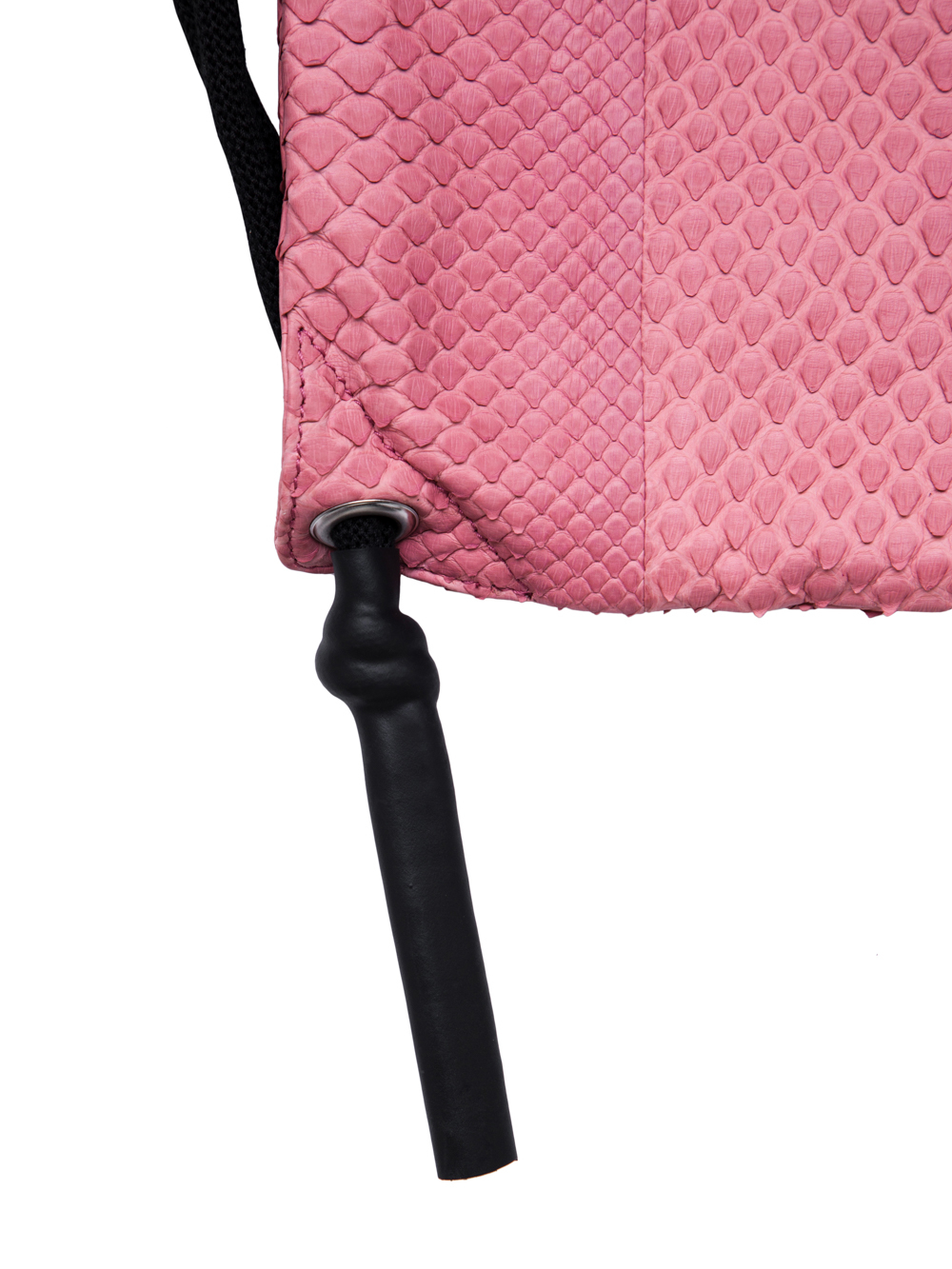 RICK OWENS FW18 SISYPHUS DRAWSTRING BACKPACK IN PINK PYTHON LEATHER