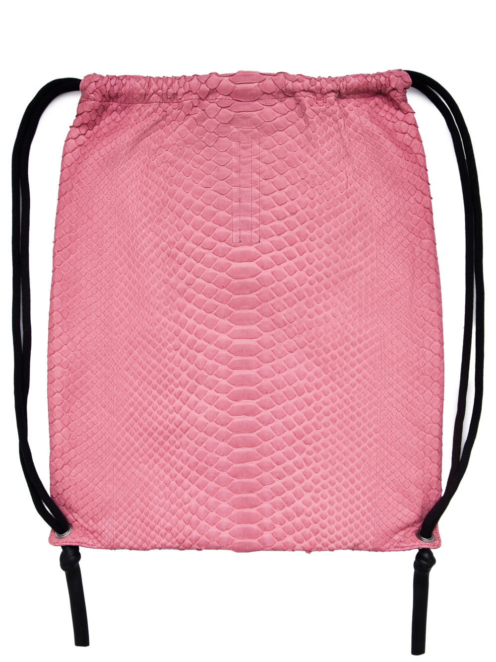 RICK OWENS FW18 SISYPHUS DRAWSTRING BACKPACK IN PINK PYTHON LEATHER