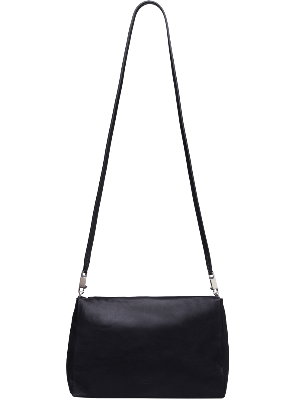 RICK OWENS FW18 SISYPHUS MEDIUM FLAP ADRI BAG IN BLACK BABY CALF LEATHER