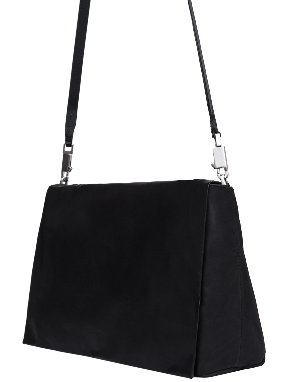 RICK OWENS FW18 SISYPHUS MEDIUM FLAP ADRI BAG IN BLACK BABY CALF LEATHER