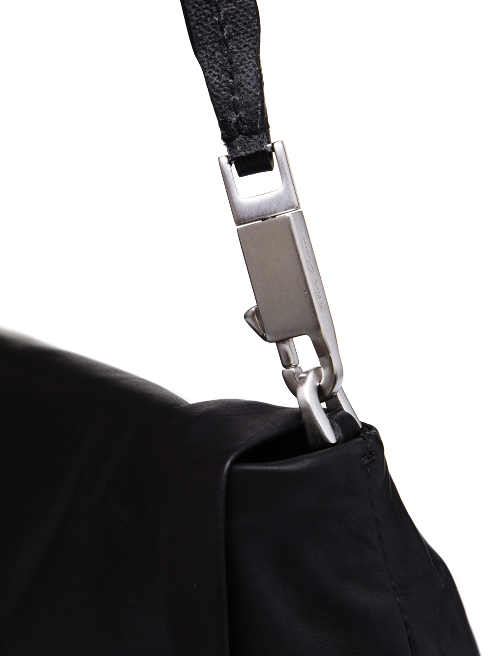 RICK OWENS FW18 SISYPHUS MEDIUM FLAP ADRI BAG IN BLACK BABY CALF LEATHER