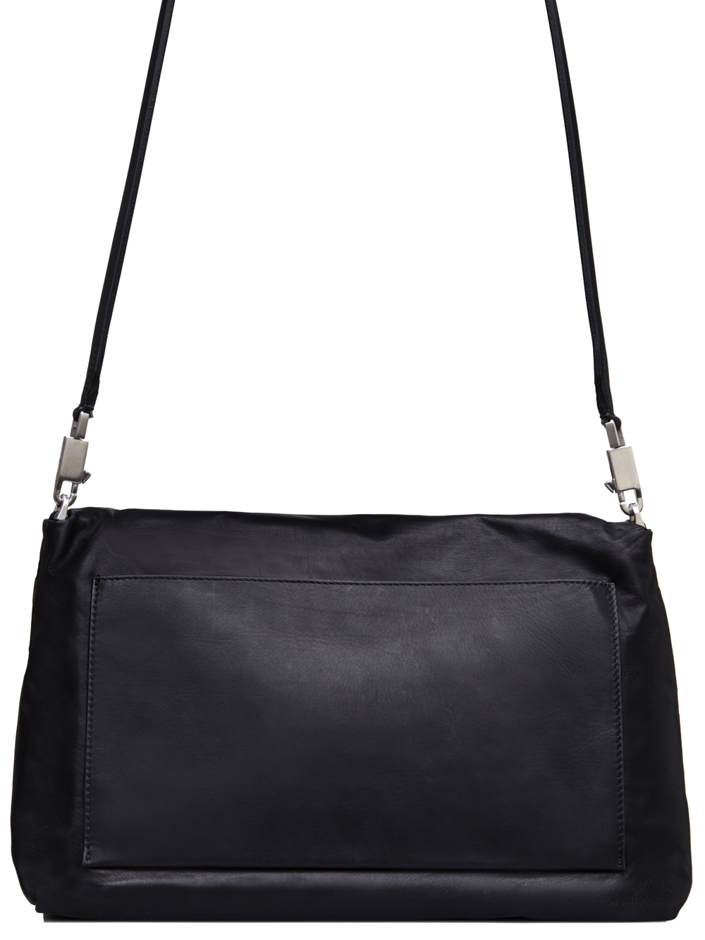 RICK OWENS FW18 SISYPHUS MEDIUM FLAP ADRI BAG IN BLACK BABY CALF LEATHER