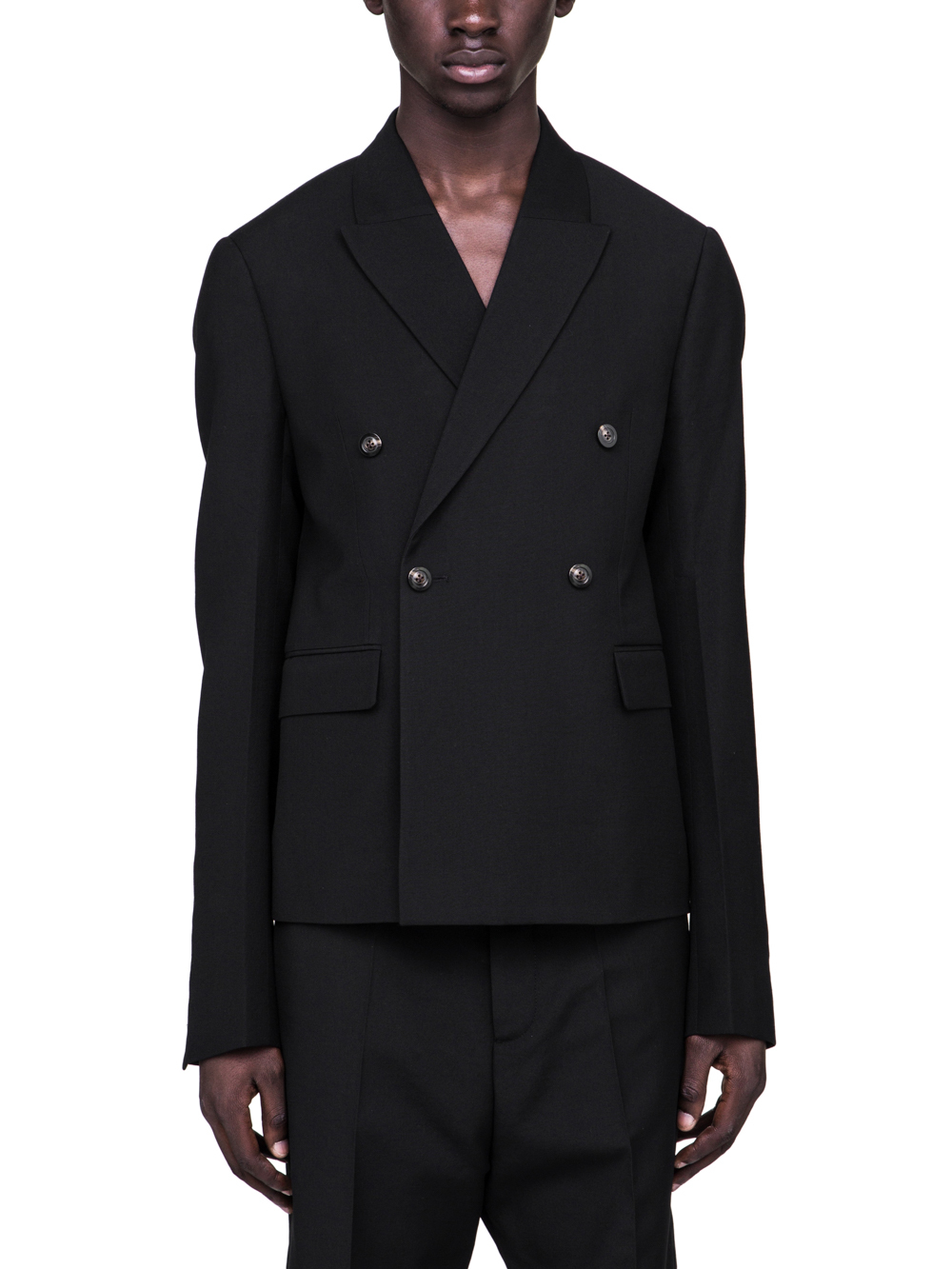 RICK OWENS FW18 SISYPHUS JMF CROPPED JACKET IN BLACK WOOL