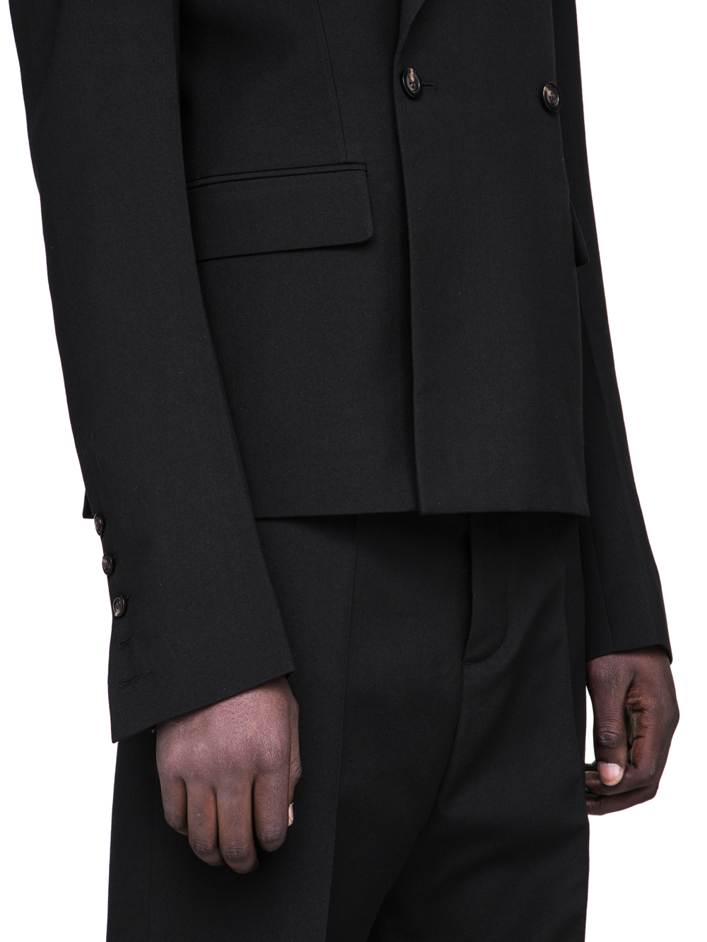RICK OWENS FW18 SISYPHUS JMF CROPPED JACKET IN BLACK WOOL
