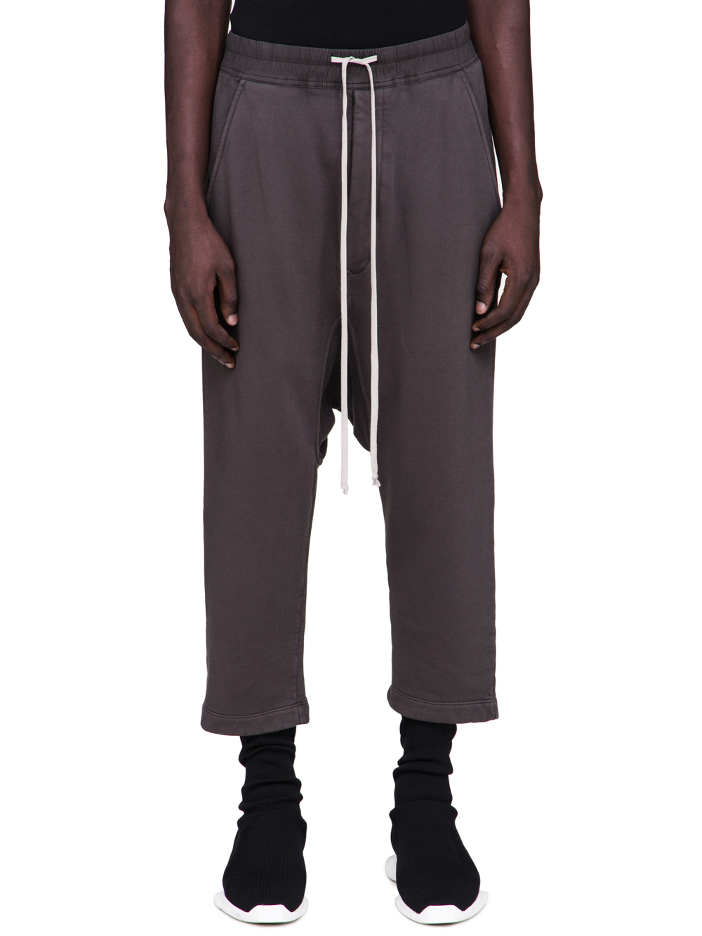 DRKSHDW FW18 SISYPHUS DRAWSTRING CROPPED PANTS IN DARKDUST GREY