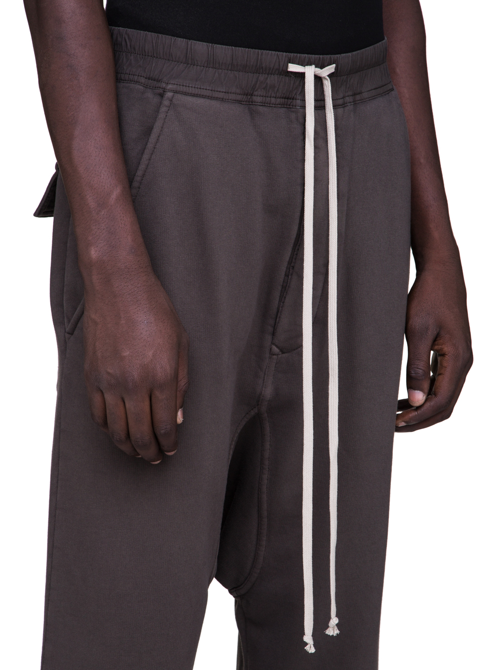 DRKSHDW FW18 SISYPHUS DRAWSTRING CROPPED PANTS IN DARKDUST GREY