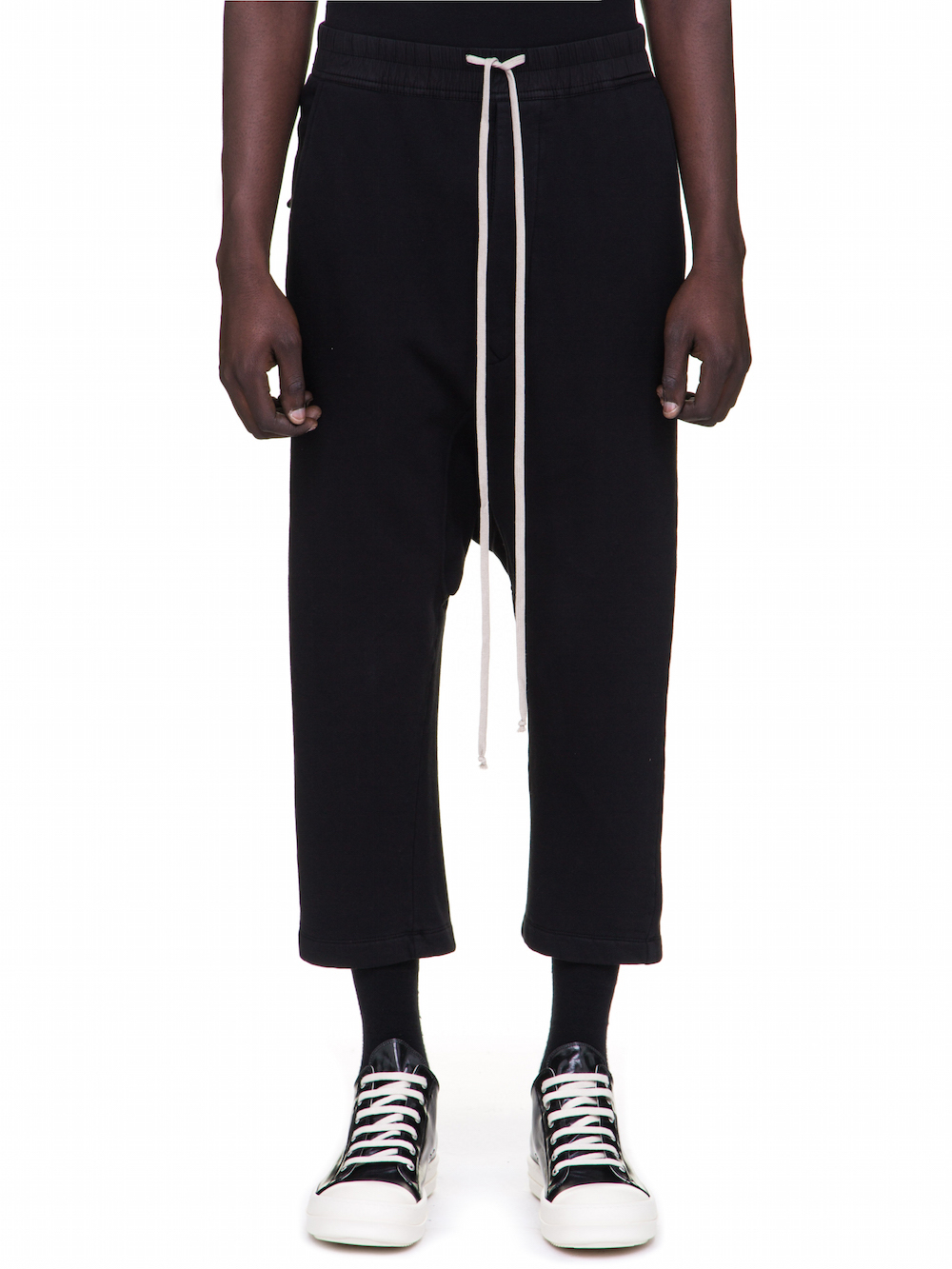 DRKSHDW FW18 SISYPHUS DRAWSTRING CROPPED PANTS IN BLACK
