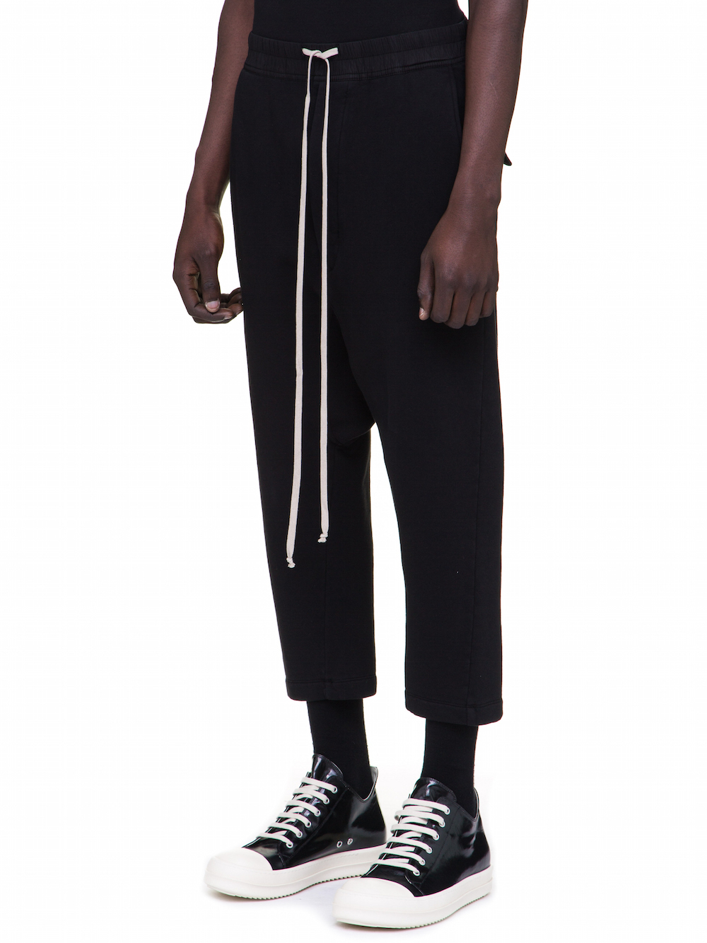 DRKSHDW FW18 SISYPHUS DRAWSTRING CROPPED PANTS IN BLACK