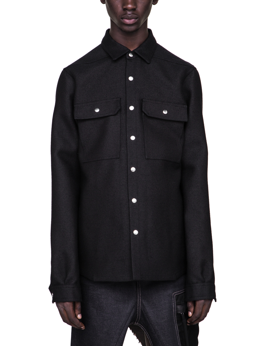 RICK OWENS FW18 SISYPHUS OFF-THE-RUNWAY OUTER SHIRT IN BROWN BLACK WOOL