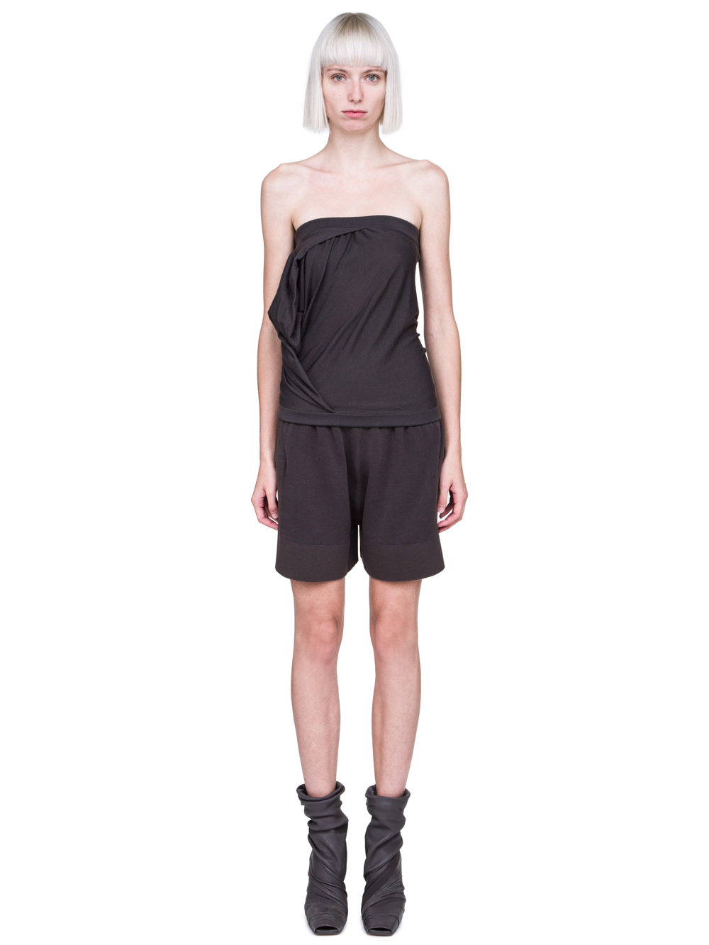 RICK OWENS FW18 SISYPHUS OFF-THE-RUNWAY BUSTIER TOP IN DARKDUST GREY