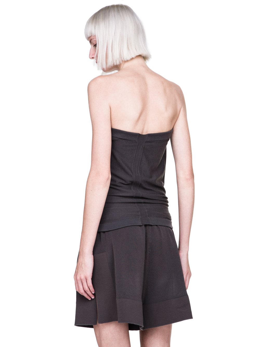 RICK OWENS FW18 SISYPHUS OFF-THE-RUNWAY BUSTIER TOP IN DARKDUST GREY