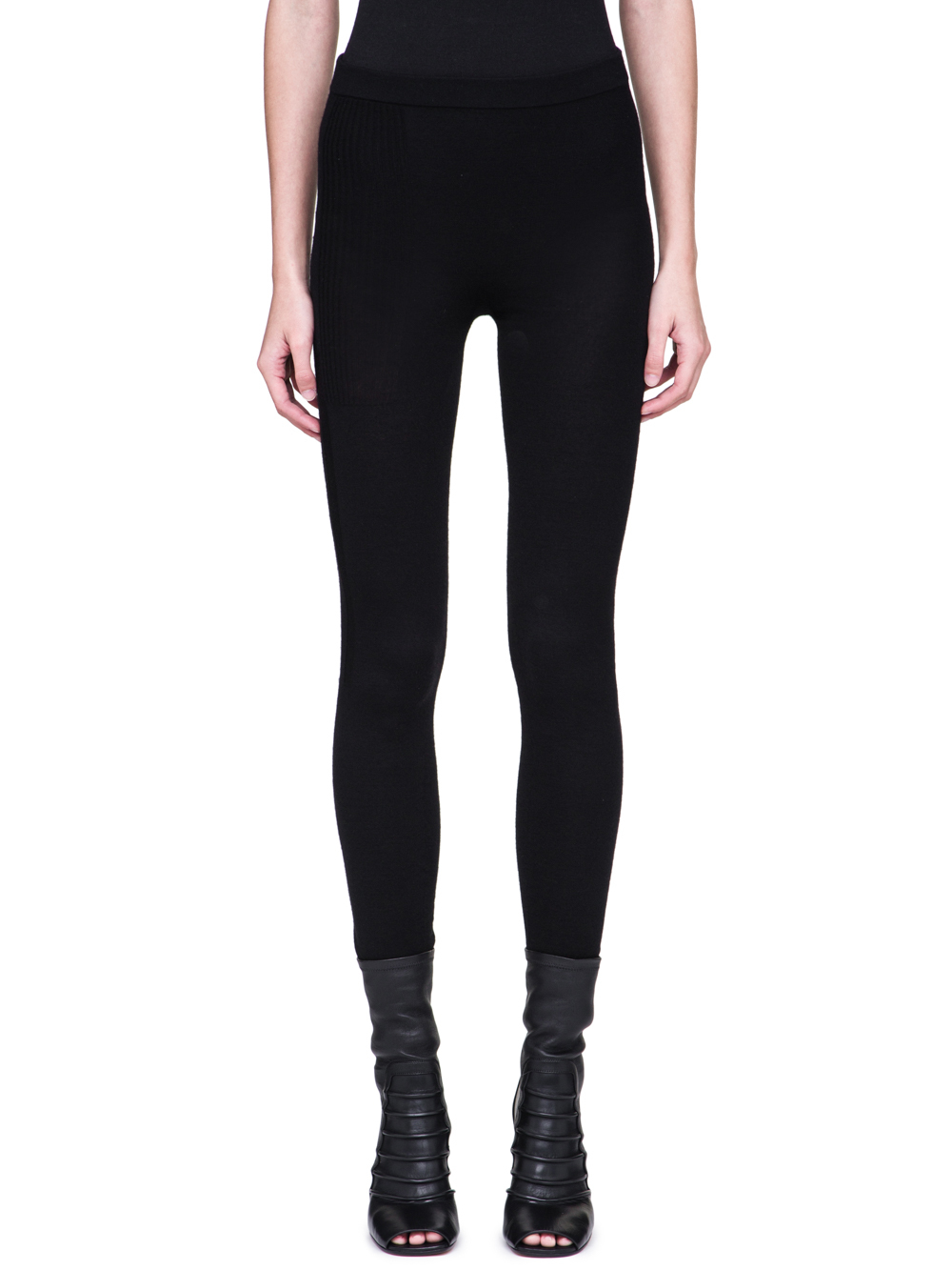 RICK OWENS FW18 SISYPHUS OFF-THE-RUNWAY LEGGINGS IN BLACK STRETCH CASHMERE