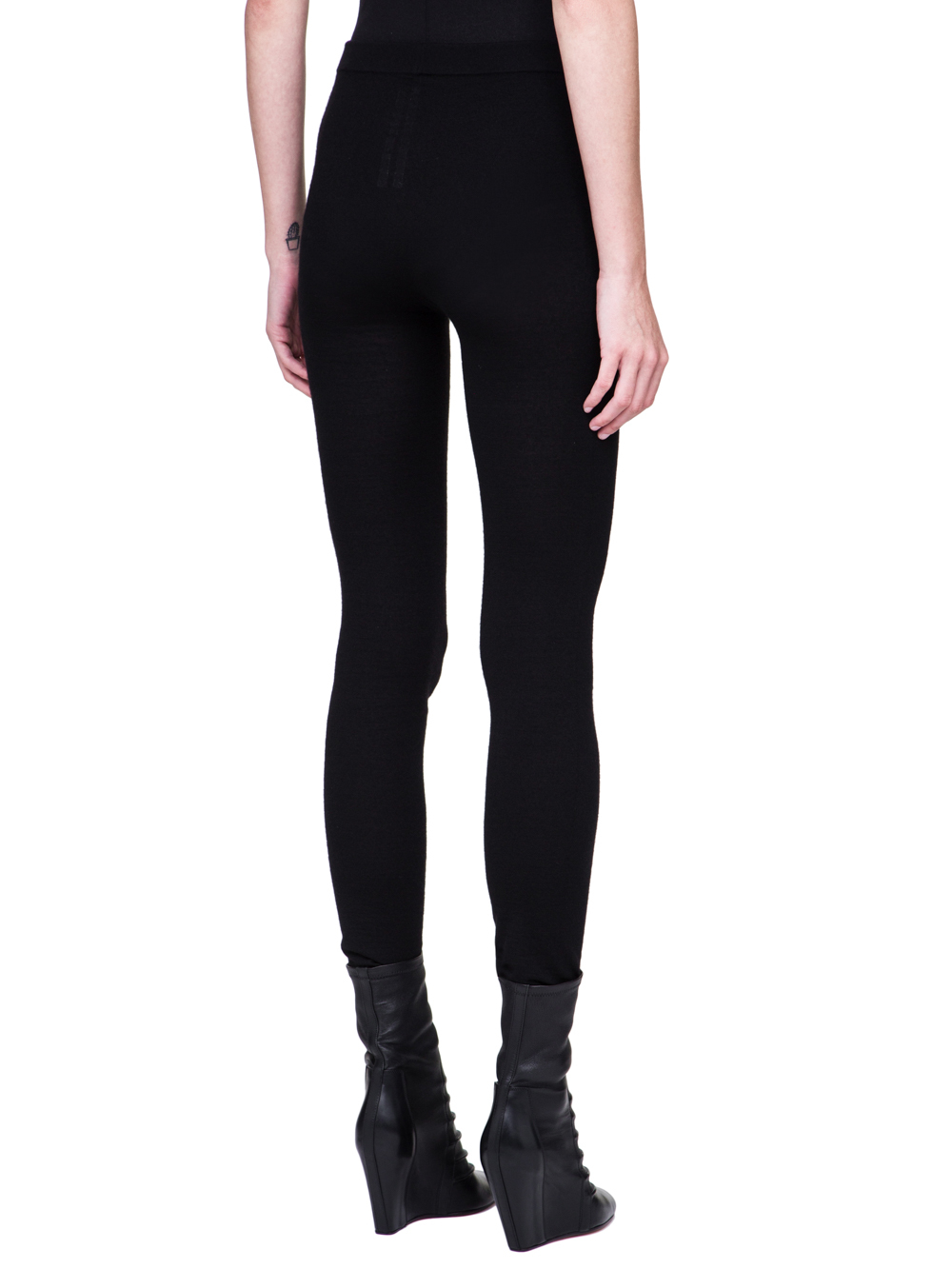 RICK OWENS FW18 SISYPHUS OFF-THE-RUNWAY LEGGINGS IN BLACK STRETCH CASHMERE