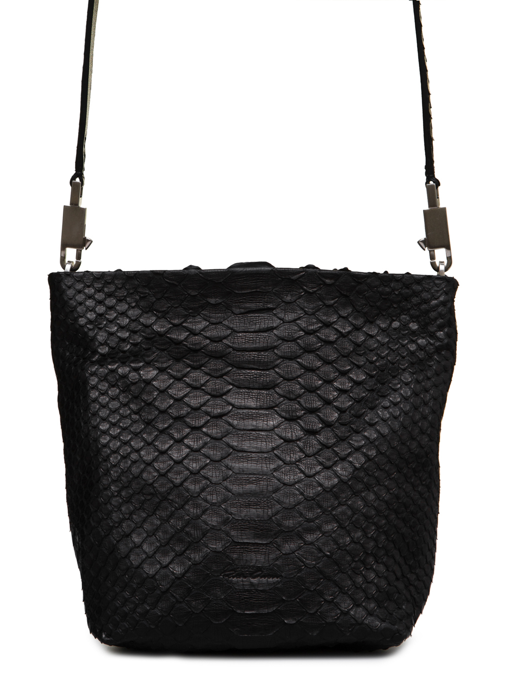 RICK OWENS FW18 SISYPHUS SMALL ADRI BAG IN BLACK PYTHON LEATHER