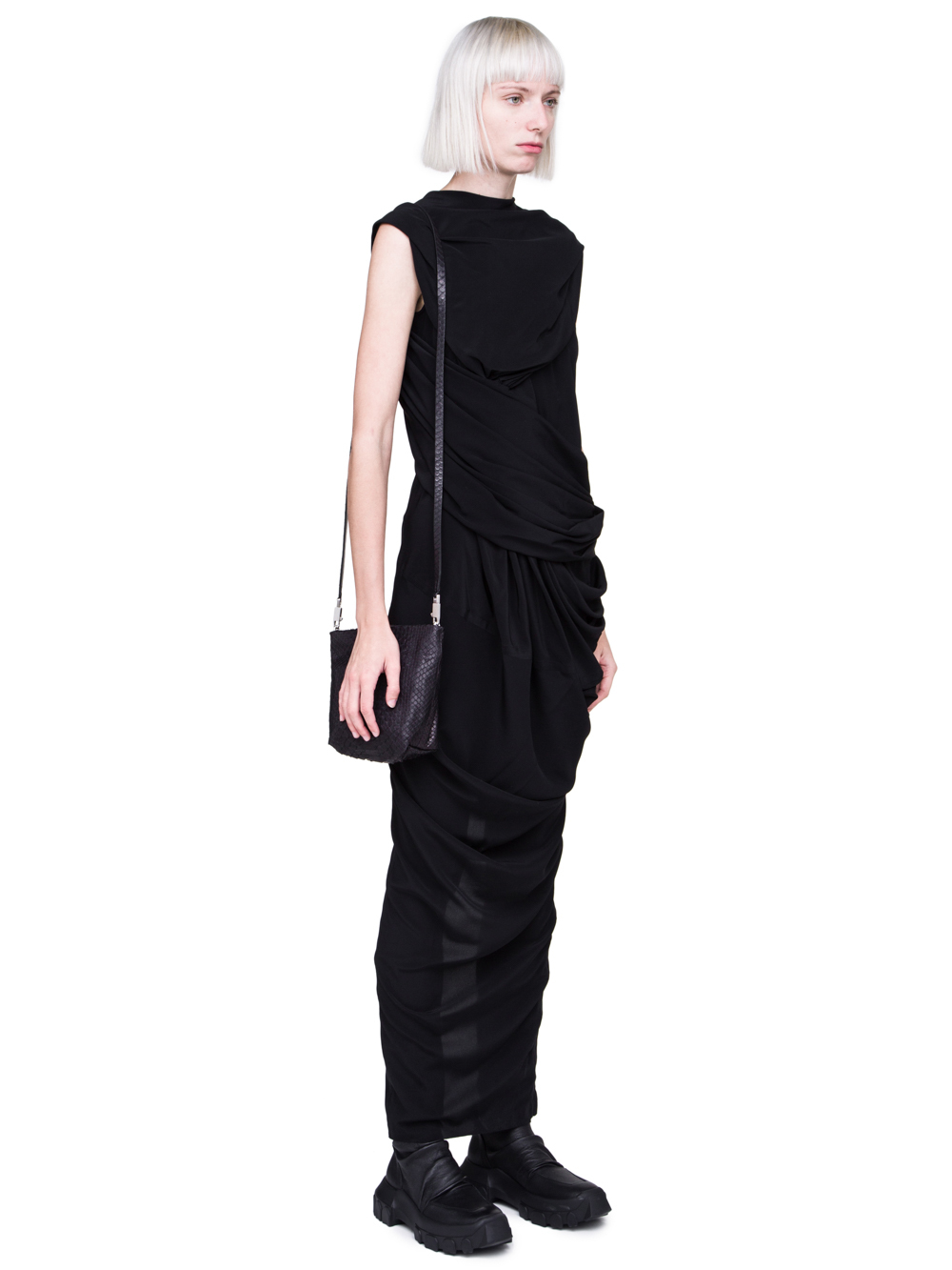 RICK OWENS FW18 SISYPHUS SMALL ADRI BAG IN BLACK PYTHON LEATHER