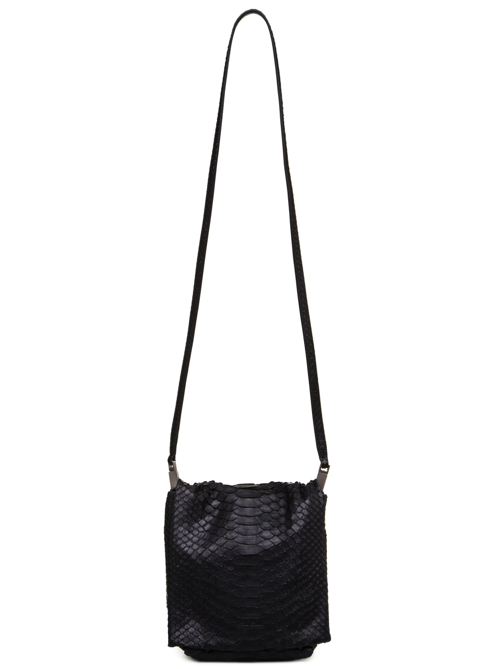 RICK OWENS FW18 SISYPHUS SMALL FLAP ADRI BAG IN BLACK PYTHON LEATHER