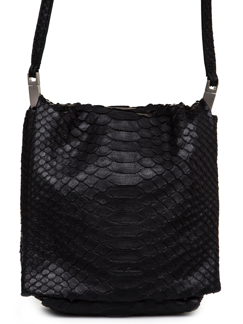 RICK OWENS FW18 SISYPHUS SMALL FLAP ADRI BAG IN BLACK PYTHON LEATHER