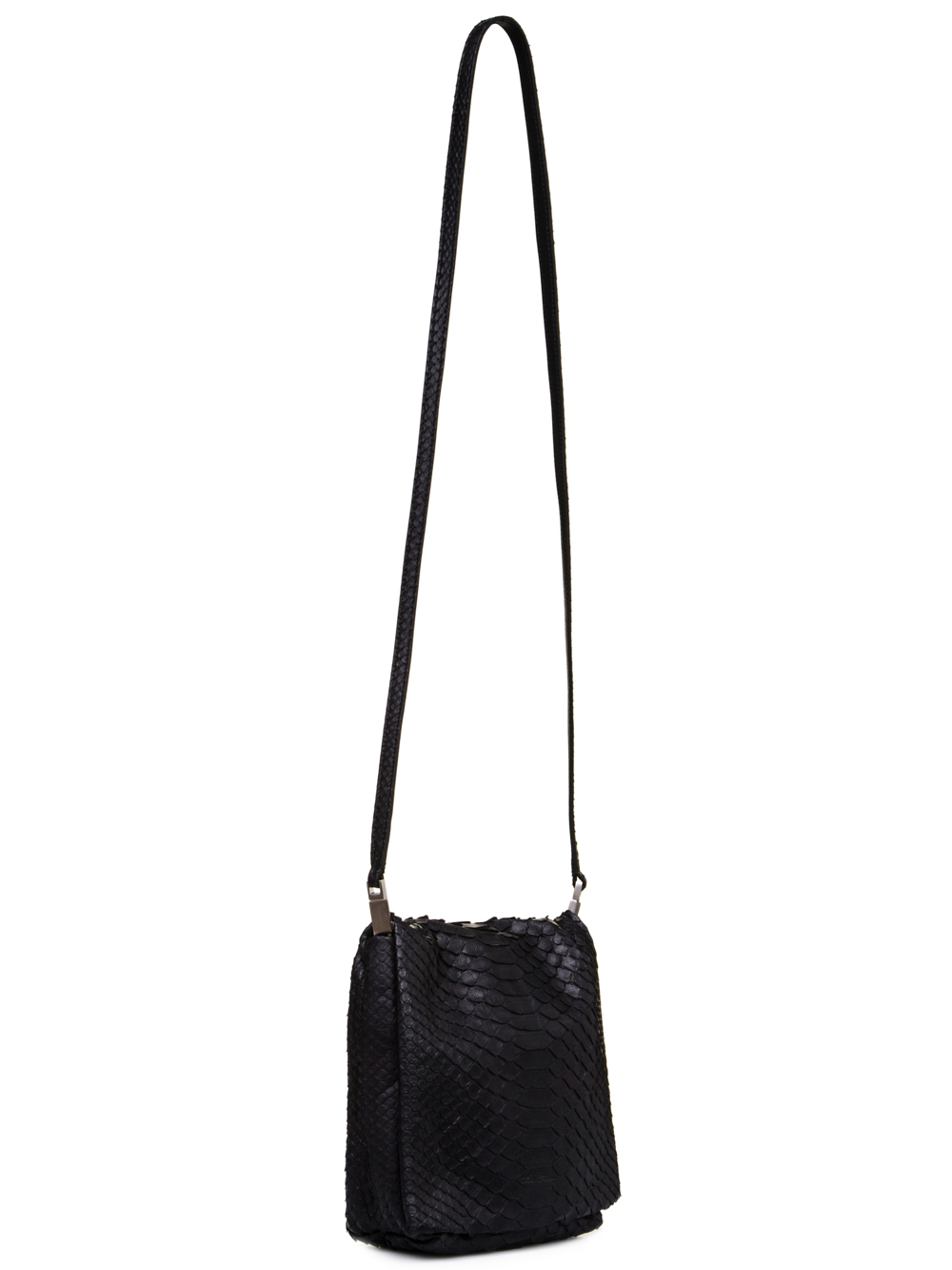 RICK OWENS FW18 SISYPHUS SMALL FLAP ADRI BAG IN BLACK PYTHON LEATHER
