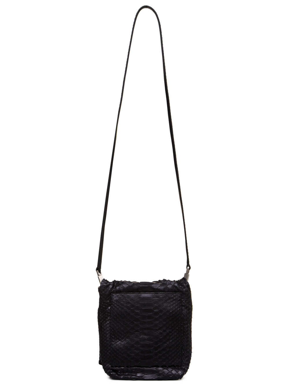RICK OWENS FW18 SISYPHUS SMALL FLAP ADRI BAG IN BLACK PYTHON LEATHER