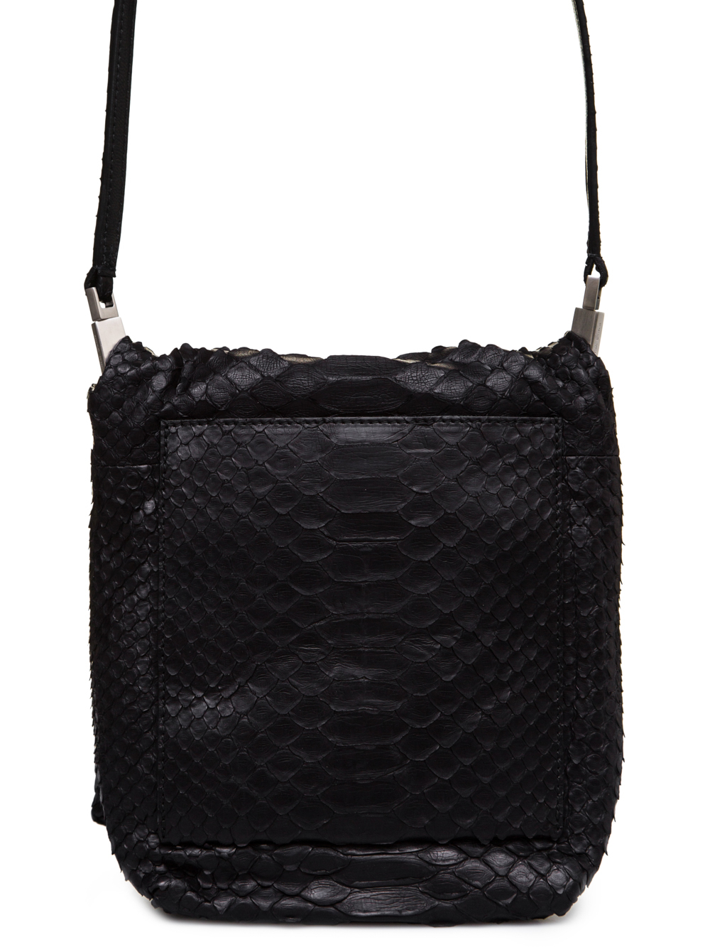 RICK OWENS FW18 SISYPHUS SMALL FLAP ADRI BAG IN BLACK PYTHON LEATHER