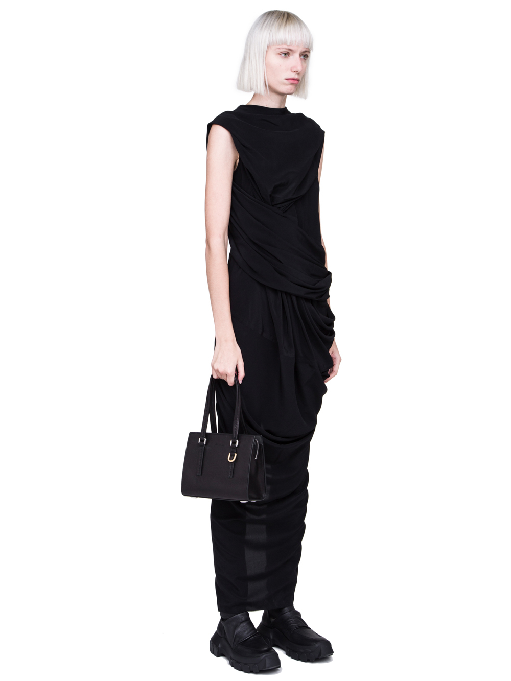 RICK OWENS FW18 SISYPHUS MICRO EDITH BAG IN BLACK CALF LEATHER