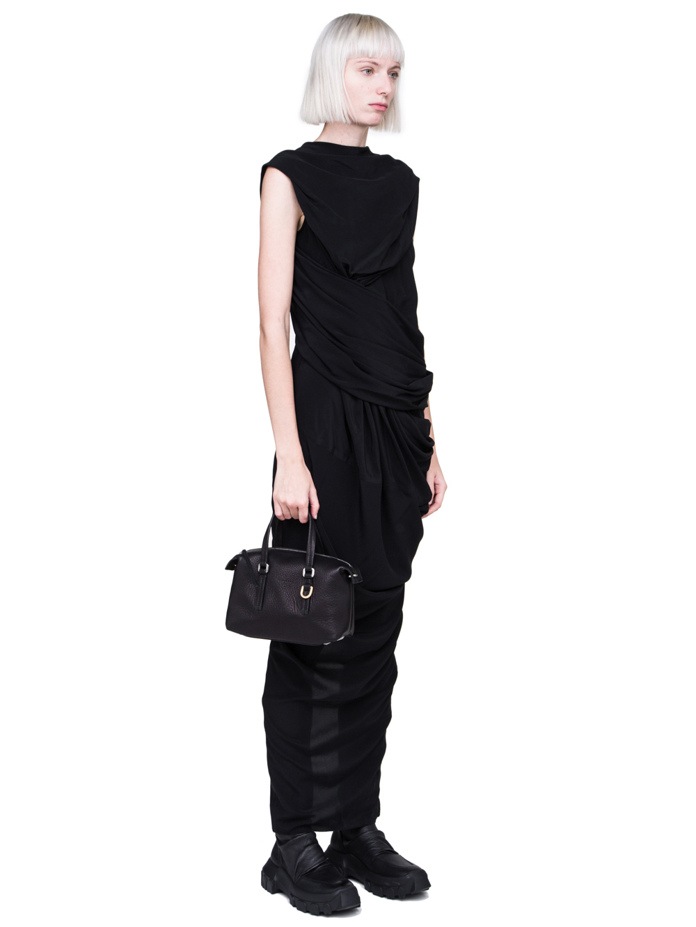 RICK OWENS FW18 SISYPHUS BABY BAG IN BLACK LAMB LEATHER