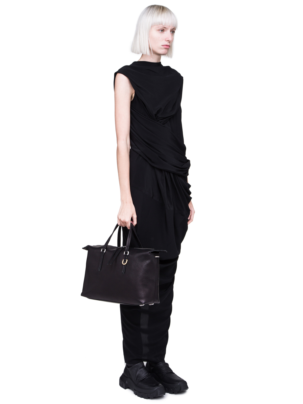RICK OWENS FW18 SISYPHUS PRO BAG IN BLACK LAMB LEATHER